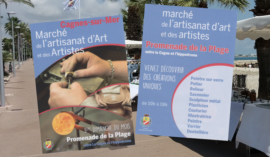 Affiche du marché de l'artisanat d'art et des artistes de Cagnes sur Mer